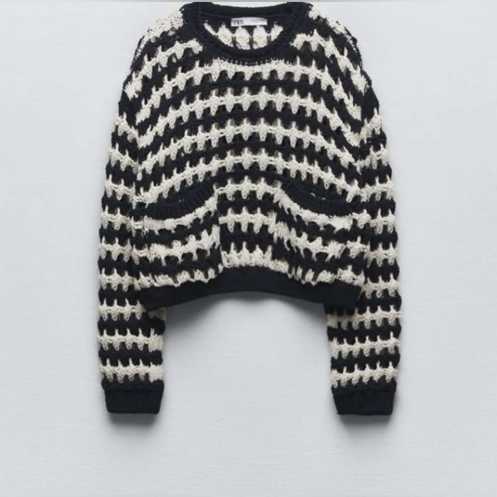 Zara Open Knit Striped Sweater